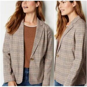 NWOT J. Jill Mendocino Plaid Blazer  - Tigers Eye Tan/Black - Size 2X